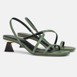 ZARA Strappy Green Sandals ‘38’